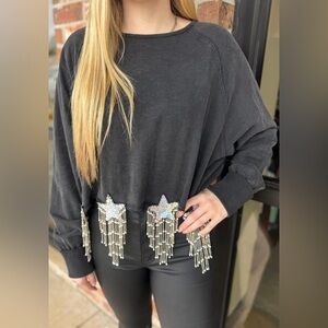 Blue B Collection Embellished Women's Sweatshirt with Star Accents